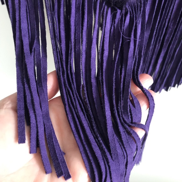 ALBERTO MAKALI Fur Poncho w/ Fringe Purple! S/M - Picture 4 of 8